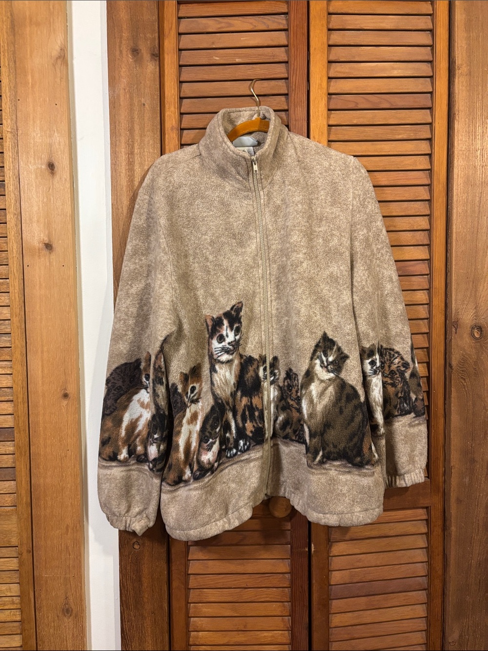 Vintage Kitty Cat fleece Zip-Up Jacket